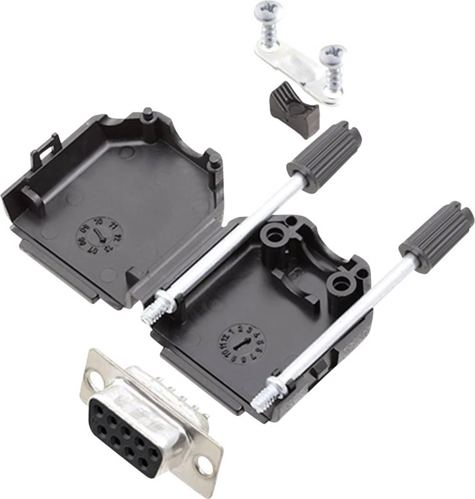 D-SUB letva sa ženskim kontaktima-set 180 ° broj polova: 9 lemna čaša encitech DPPK09-BK-DBS-K 1 set slika