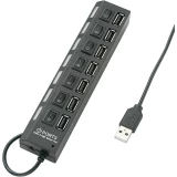 Renkforce 7-portni USB 2.0 hub, pojedinačno prebacivanje, statusne LED diode, crne boje