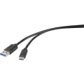 Priključni kabel USB 3.1 (Gen 1) Renkforce [1x USB 3.1 utikač A - 1x USB-C™ utikač] 1.80 m crna slika
