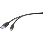 Priključni kabel USB 3.1 (Gen 1) Renkforce [1x USB 3.1 utikač A - 1x USB-C™ utikač] 1.80 m crna
