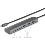 Renkforce 3+2 ulaza USB 3.1-Hub S ugrađenim čitačem SD kartica, S aluminijskim kućištem Srebrna