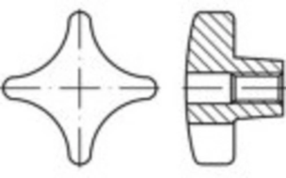 TOOLCRAFT DIN 6335 Kunst.Ku Form-K-St crni križ ručke, K s navojem grmom St.Dir. Dimenzija: K 100 M 20 5 ST slika
