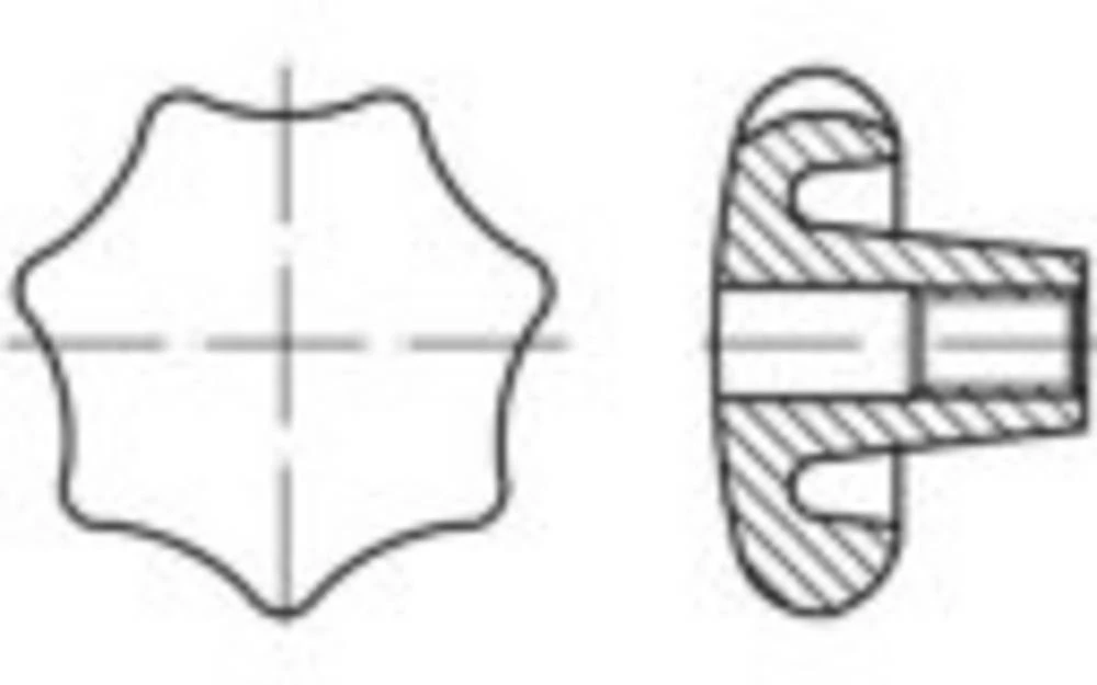 TOOLCRAFT DIN 6336 art.KU oblik K-M crne zvijezde, K s dimenzija provrta mjedi: K 63 M 12 10 ST slika