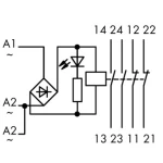 Industrijski relej 1 komad WAGO 789-536 Nazivni napon: 24 V/DC, 24 V/AC struja prebacivanja (maks.): 4 A 2 zatvarača, 2 otvarača