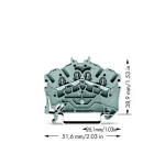 WAGO 2002-6401 prolazna stezaljka 5.20 mm opruga : L sive boje 100 komada