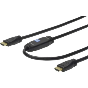 HDMI Priključni kabels pojačalom[1x Muški konektor HDMI - 1x Muški konektor HDMI] 20 m Crna Digitus slika