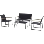 GARDAMO Santos P79188 set vrtnog namještaja čelik, staklo, tekstil siva, tamnosiva, tikovina