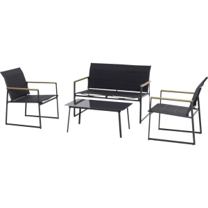 GARDAMO Santos P79188 set vrtnog namještaja čelik, staklo, tekstil siva, tamnosiva, tikovina slika