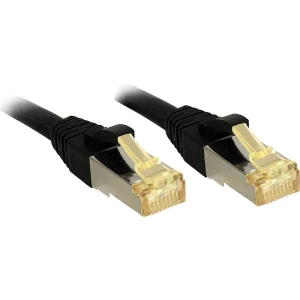LINDY 47305 RJ45 mrežni kabel, Patch kabel cat 6a (sirovi kabel cat 7) S/FTP 30.00 cm crna sa zaštitom za nosić 1 St. slika