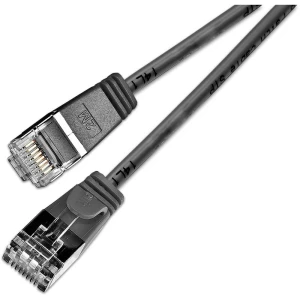 LAN (RJ45) Mreža Priključni kabel CAT 6 U/FTP 1 m Crna Slim Wirewin slika