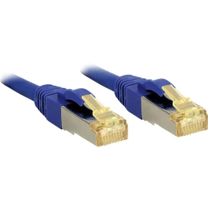LINDY 47280 RJ45 mrežni kabel, Patch kabel cat 6a (sirovi kabel cat 7) S/FTP 3.00 m plava boja sa zaštitom za nosić 1 St. slika