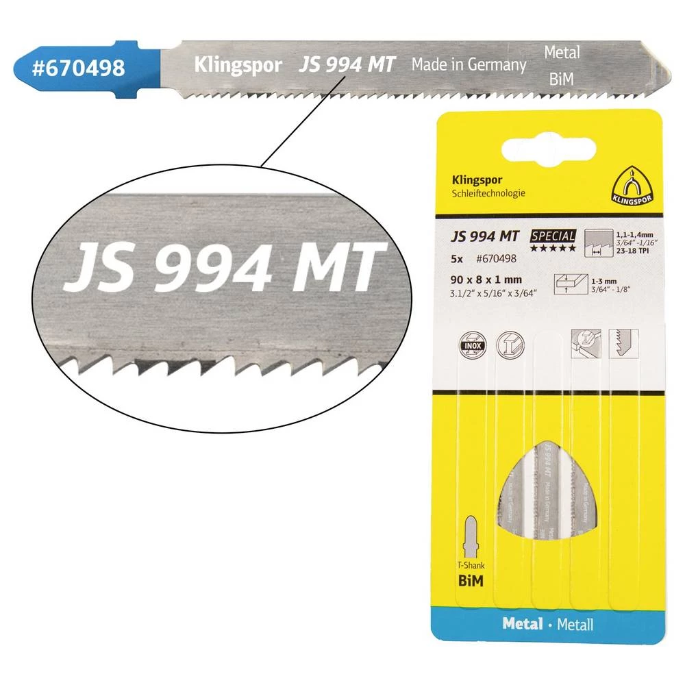 Klingspor 670498 JS 994 MT listovi ubodne pile, 90 x 8 x 1 mm, korisna duljina 63 mm, bimetalni, glodani, valoviti, 23-2 slika