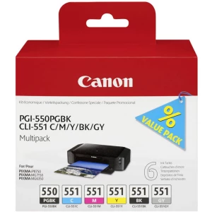 Canon Patrona tinte PGI-550PGBK/CLI-551 Multipack Original Kombinirano pakiranje Foto crna, Cijan, Purpurno crven, Žut, Crn, Siv slika