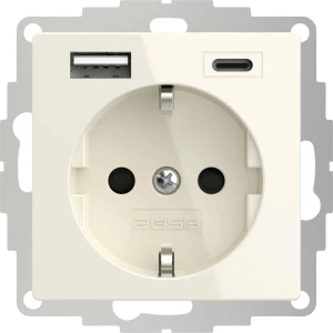 2USB 2U-449535 utičnica sa zaštitnim kontaktom s USB izlazom za punjenje, dječja zaštita, vde IP20 krem-bijela slika