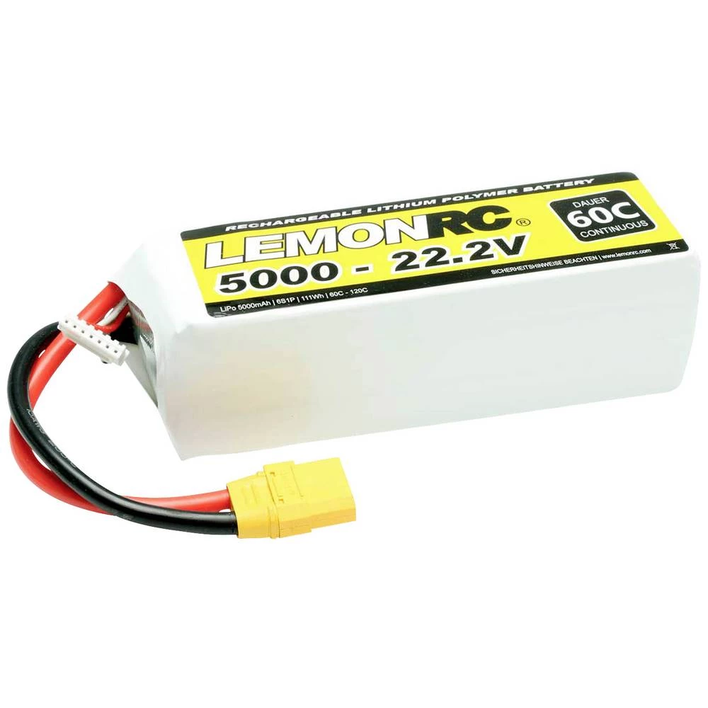 LemonRC lipo akumulatorski paket za modele 22.2 V 5000 mAh Broj ćelija: 6 60 C softcase XT90 slika