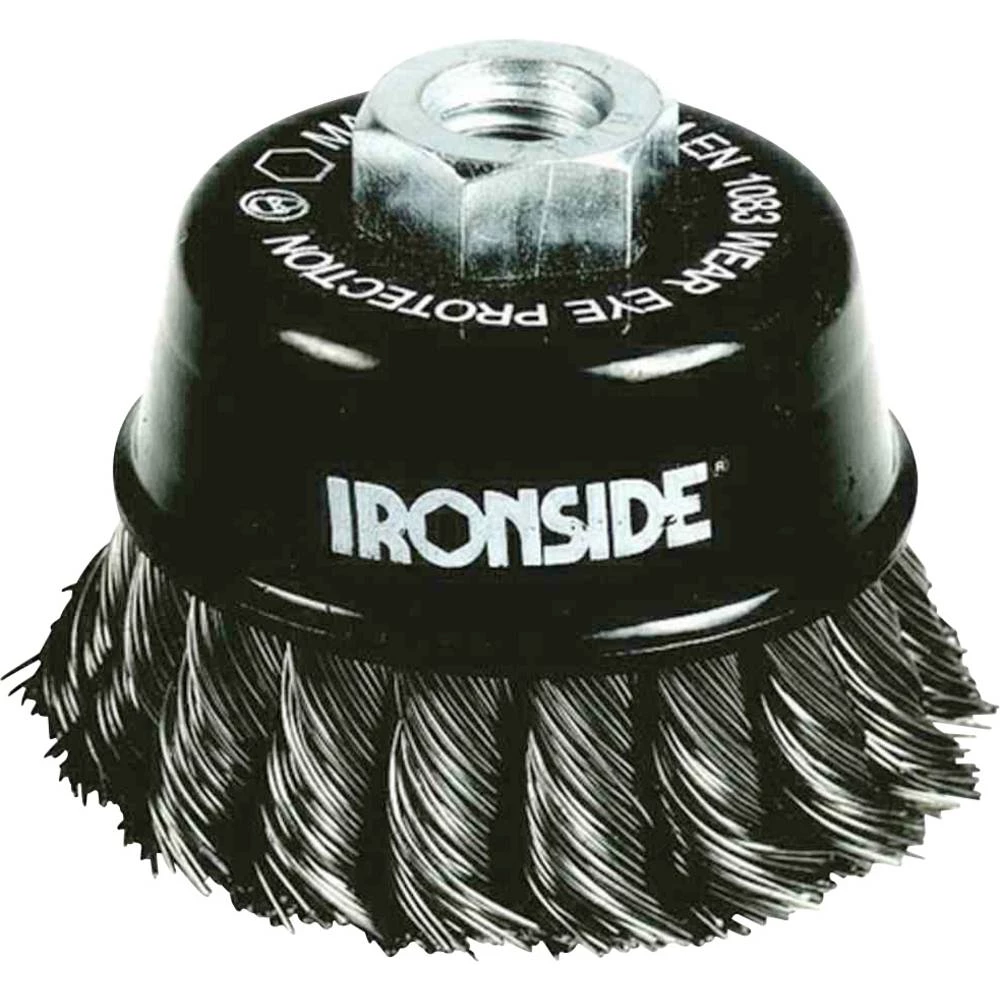 IRONSIDE Čelik četka za čaše Ø 100 mm, za kutne brusilice, čvorovasta žica, s navojem M14, debljina žice 0,50 mm 243007 slika