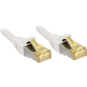 LINDY 47320 RJ45 mrežni kabel, Patch kabel cat 6a (sirovi kabel cat 7) S/FTP 30.00 cm bijela sa zaštitom za nosić 1 St. slika