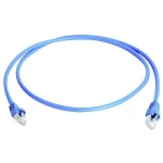 LAN (RJ45) Mreža Priključni kabel CAT 6A S/FTP 7.5 m Plava boja Vatrostalan, sa zaštitom za nosić, Dvostruko zaštićen, dvostruko