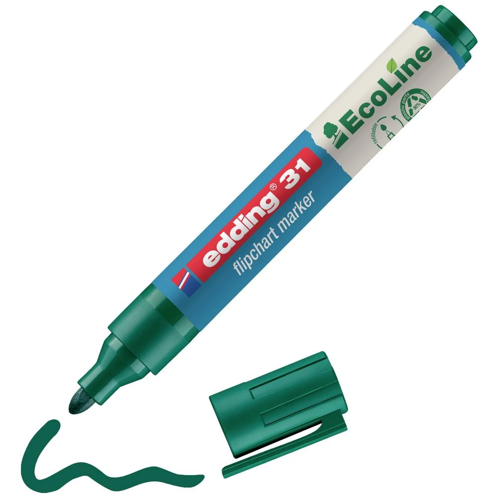 Edding 4-31004 Flipchart marker 31 EcoLine okrugli vrh 1.5 - 3 mm zelena 1 St. slika