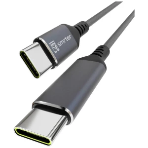 Smrter USB-C kabel USB 2.0 USB-C® utikač, USB-C® utikač 1 m antracitna boja s otg funkcijom, okrugli, oplaštenje od teks slika