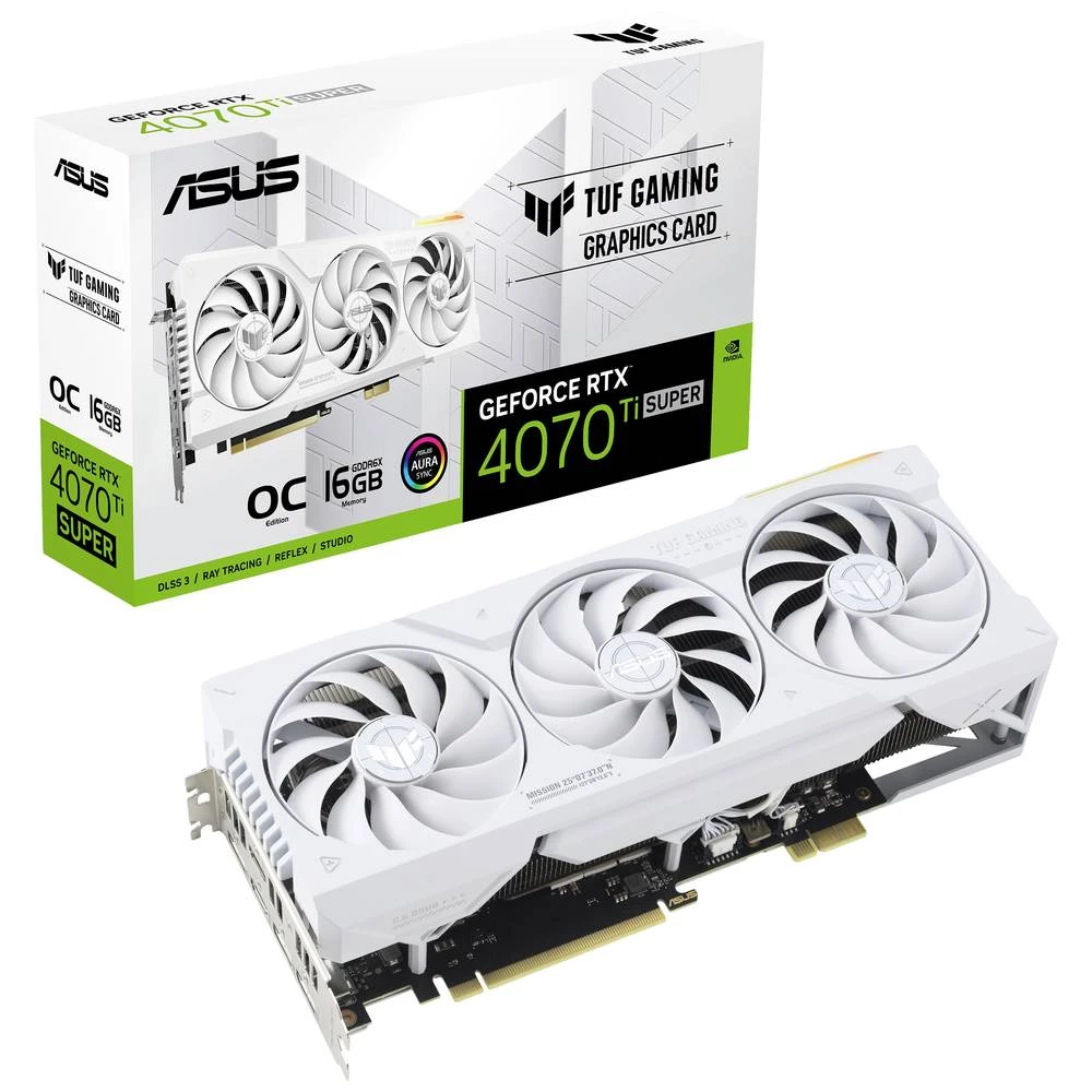 Asus grafička kartica Nvidia GeForce RTX 4070 Ti Super TUF Gaming OC BTF White 16 GB GDDR6X-RAM slika