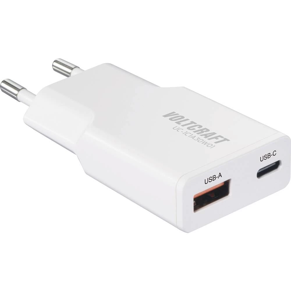 VOLTCRAFT UC-1C1A30W01 USB punjač 30 W 1x USB-A, 1x USB-C® Fast Charge, Power Delivery 3.0 bijela GaN slika