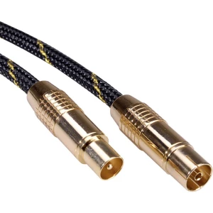 Roline antene, SAT priključni kabel [1x kaoksialni utikač - 1x kaoksialni ženski konektor]    crna/zlatna slika