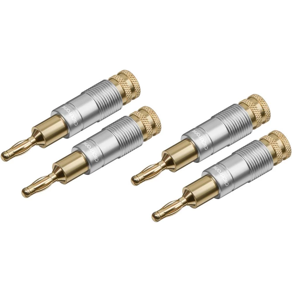 Banana utikač Ravni muški konektor Broj polova: 1 Srebrna/zlatna clicktronic 4 ST