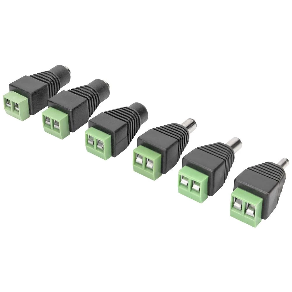 Digitus DA-70500 set adaptera bačvastog konektora (6 komada) s vijčanim stezaljkama DC 1,35*3,5/ 2,1*5,5/ 2,5*5,5 Digitus DA-70500 niskonaponski utični konektor kutni muški konektor, adapter, adapt... slika