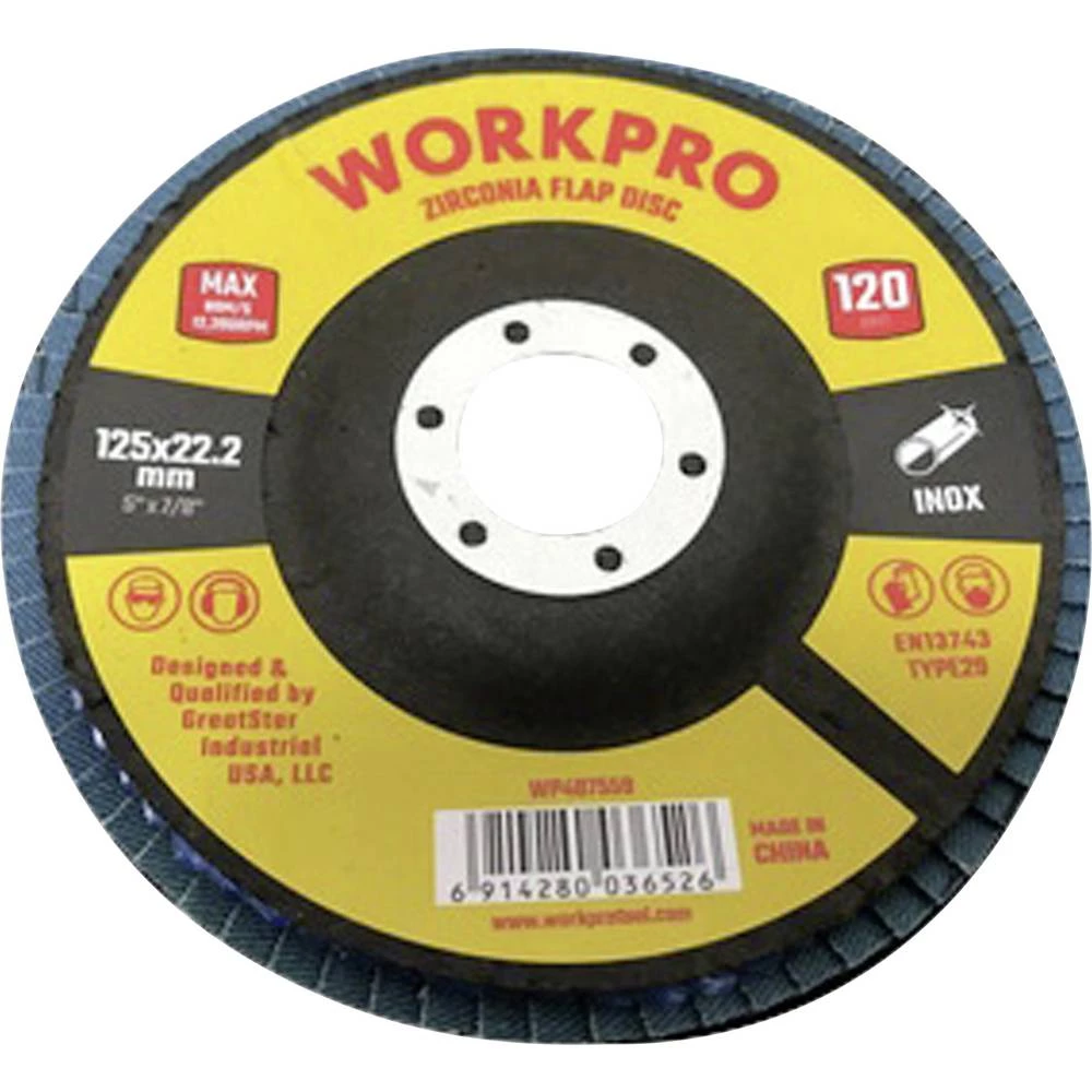 WorkPro WP407559 lamelna brusna ploča promjer 125 mm Promjer bušotine 22.2 mm 10 kom. slika