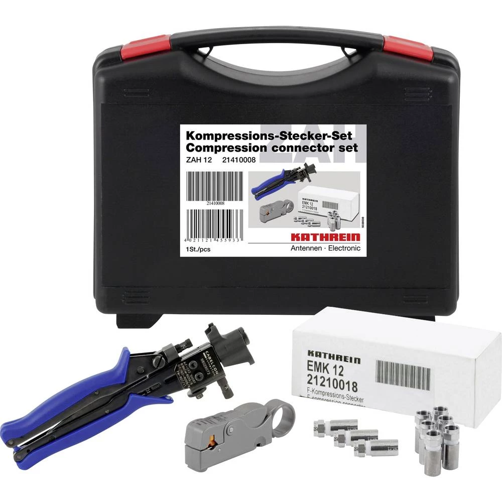 Kathrein 21410008 set steznih konektora s kliještima Priključci: F-utikač 100 St. slika