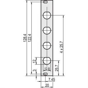 SCHROFF prednje ploče za koaksijalne konektore - DIO FRONTPL.3HE 4TE 4X KOAX. Schroff 30118355 prednja ploča 5 St. slika