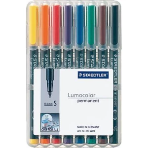 Staedtler flomaster za foliju  313 WP8 plava boja, smeđa boja, žuta, zelena, narančasta, crvena, crna, ljubičasta slika