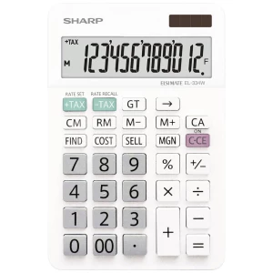 Sharp EL-334W stolni kalkulator bijela Zaslon (broj mjesta): 12 baterijski pogon, solarno napajanje (Š x V x D) 112 x 170 x 14 mm slika