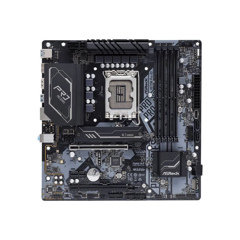 Asrock H670M Pro RS, Intel, LGA 1700, Intel® Celeron®, Intel® Core™ i3, Intel® Core™ i5, Intel® Core™ i7, Intel® Core™ i9, Intel® Pentium®, DDR4-SDRAM, 128GB, DIMM ASRock H670M Pro RS matična ploča... slika