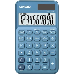 Casio SL-310UC-BU džepni kalkulator plava boja Zaslon (broj mjesta): 10 solarno napajanje, baterijski pogon (Š x V x D) 70 x 8 x 118 mm slika