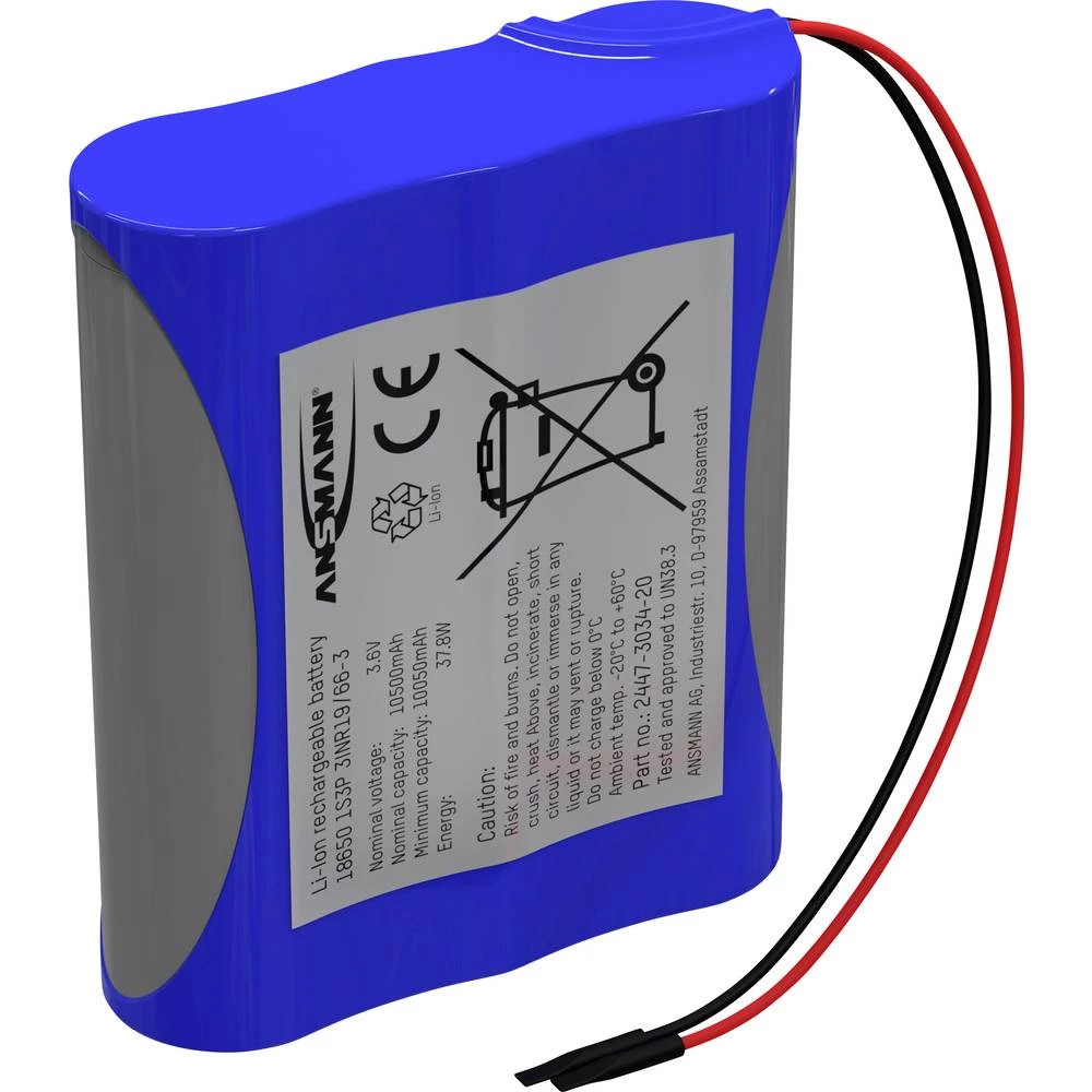 Ansmann 1S3P aku-pack 3x 18650 kabel Li-Ion 3.6 V 10500 mAh slika
