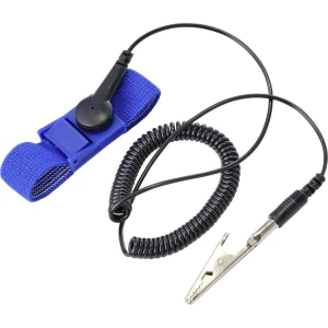 TRU COMPONENTS ESD ručni remen plava boja, crna uklj. kabel za uzemljenje pritisni gumb 9.52 mm (3/8") slika