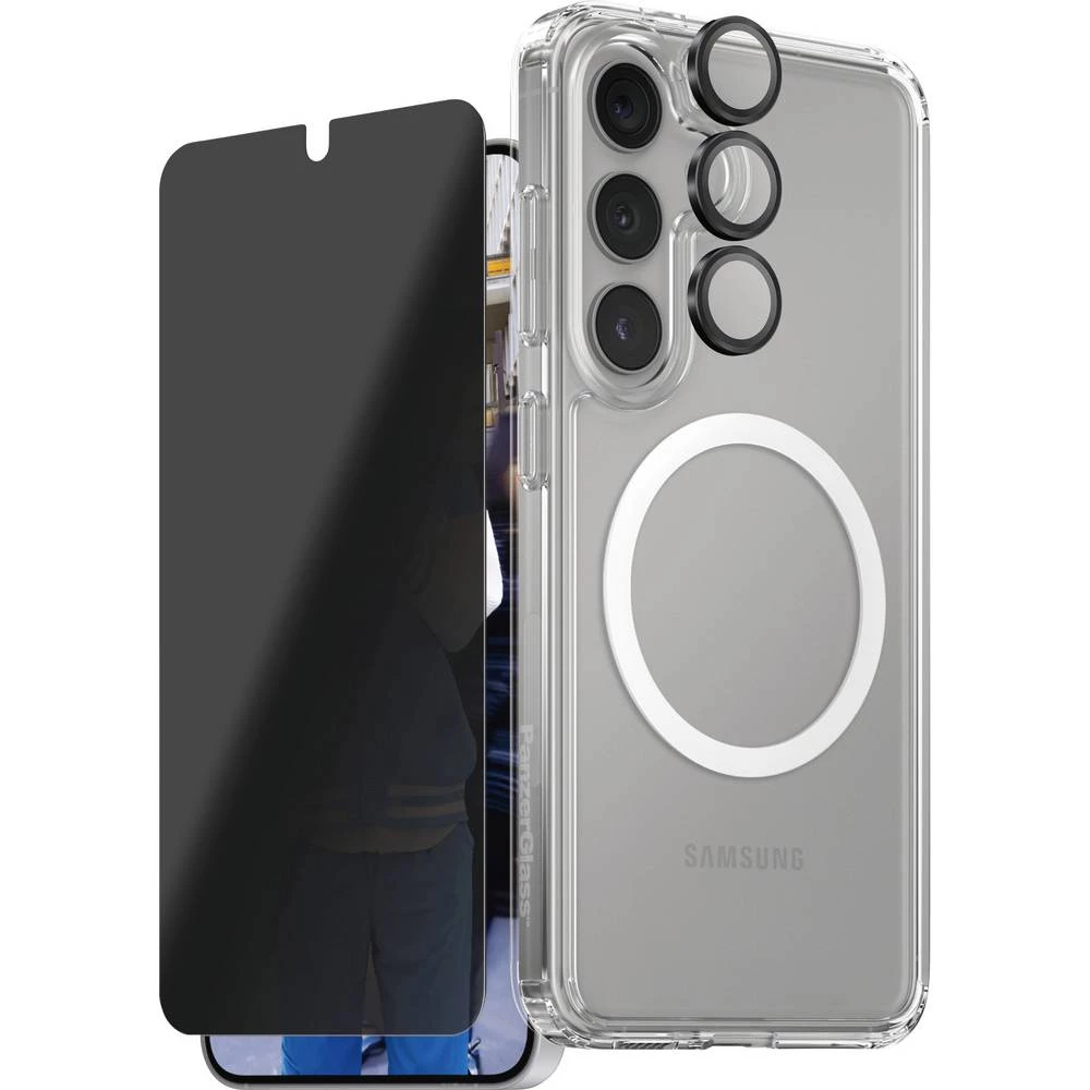 PanzerGlass CARE Flagship 3-in-1 set torbica + zaštitno staklo Samsung Galaxy S25 prozirna, crna induktivno punjenje, ot slika