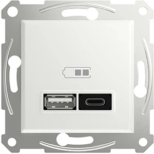 Schneider Electric, USB stanica za punjenje tipa A+C® UP, bijela, Asfora, EPH2770421D Schneider Electric USB utičnica Asfora bijela (sjajna) EPH2770421D slika