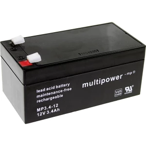 Olovni akumulator 12 V 3.4 Ah multipower PB-12-3,4-4,8 MP3,4-12 Olovno-koprenasti (Š x V x d) 134 x 66.5 x 67 mm Plosnati priklj slika