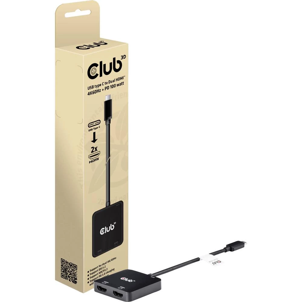 club3D USB-C® / HDMI adapter USB-C® utikač, HDMI A utičnica 15 cm crna CSV-1558  USB-C® kabel za zaslon slika