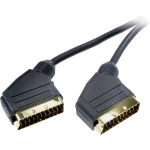 SCART TV, prijemnik (receiver) priključni kabel [1x SCART-utikač 1x SCART-utikač] 2 m crn