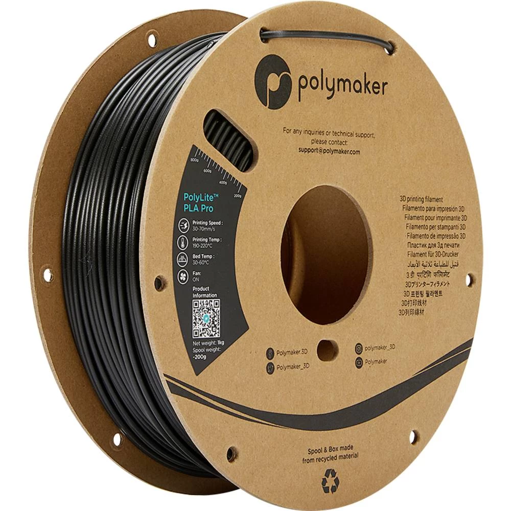 Polymaker PA07013 3D pisač filament PLA Pro visoka krutost, otporan na udarce 2.85 mm 1000 g crna PolyLite™ 1 St. slika