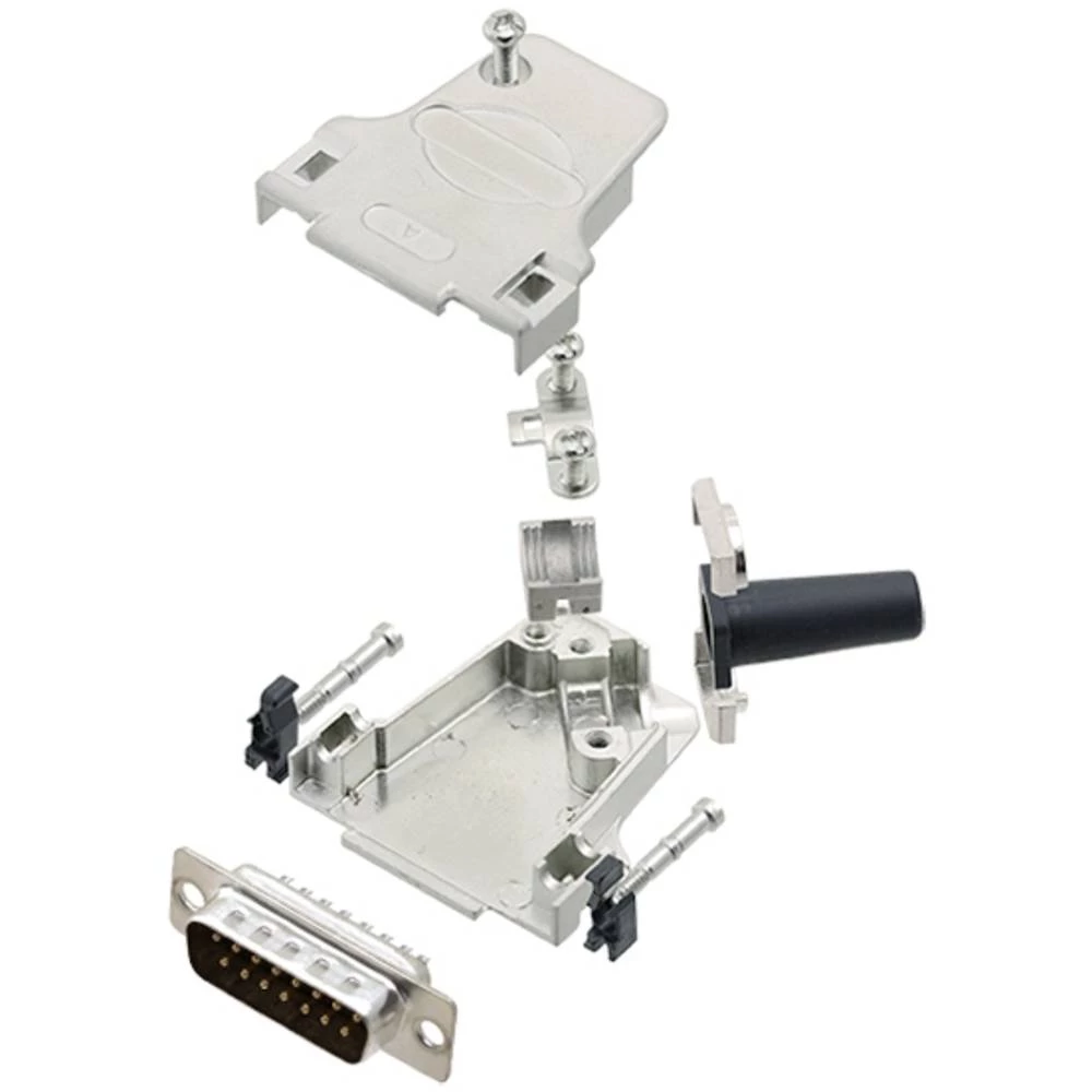 Komplet D-SUB pinskih konektora 45 ° Broj polova: 15 Lemni kup TRU COMPONENTS TCD45ZF15DBPK 1 ST slika