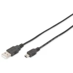 Digitus USB 2.0 Priključni kabel [1x Muški konektor USB 2.0 tipa A - 1x Muški konektor USB 2.0 tipa Mini B] 1 m Crna Okrugli, dv