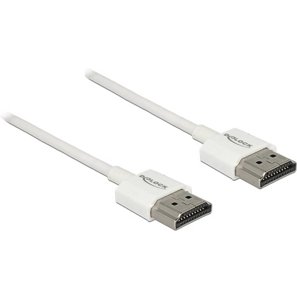 Delock HDMI priključni kabel HDMI A utikač 1.5 m bijela 85126 pozlaćeni kontakti, 4K UHD, sukani, trostruko zaštićen HDM slika