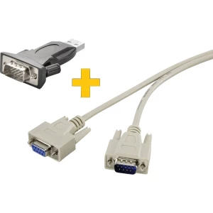 USB 2.0, Serijsko sučelje Priključni kabel [1x Muški konektor USB 2.0 tipa A - 1x 9-polni muški konektor D-SUB] Crna pozlaćeni k slika