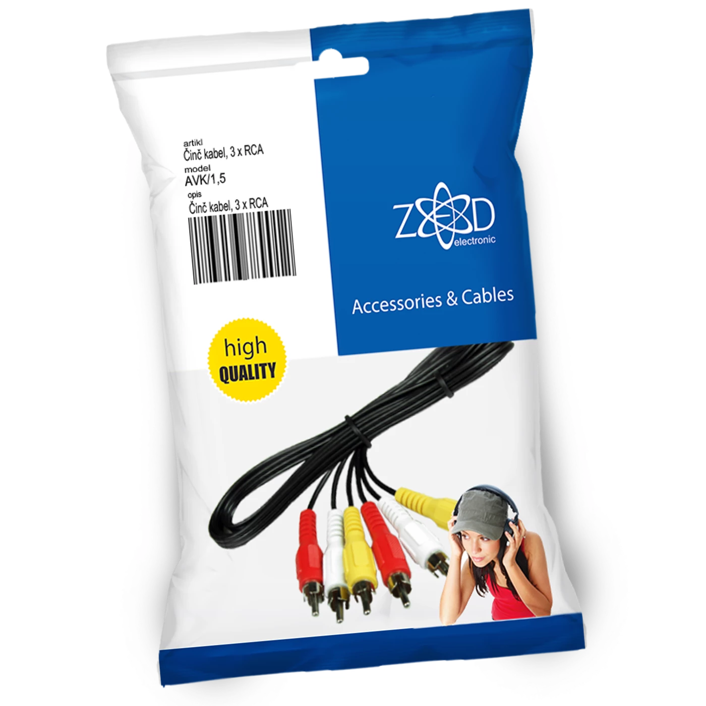 Činč kabel 1.5 met., 3 x RCA slika