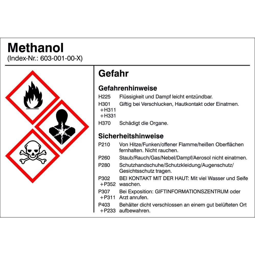 SafetyMarking 21.B1200.13 oznaka opasnosti G013 metanol samoljepljiva folija (Š x V) 105 mm x 74 mm 1 St. slika